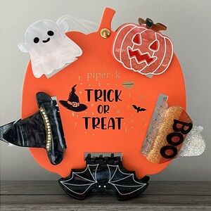 NWT PIPER K Halloween Ghost Pumpkin Hat Bat Candy Hair Claw Clips
